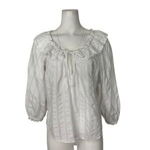 Free People Lily Of The Valley Blouse Top XS Painted White NEW